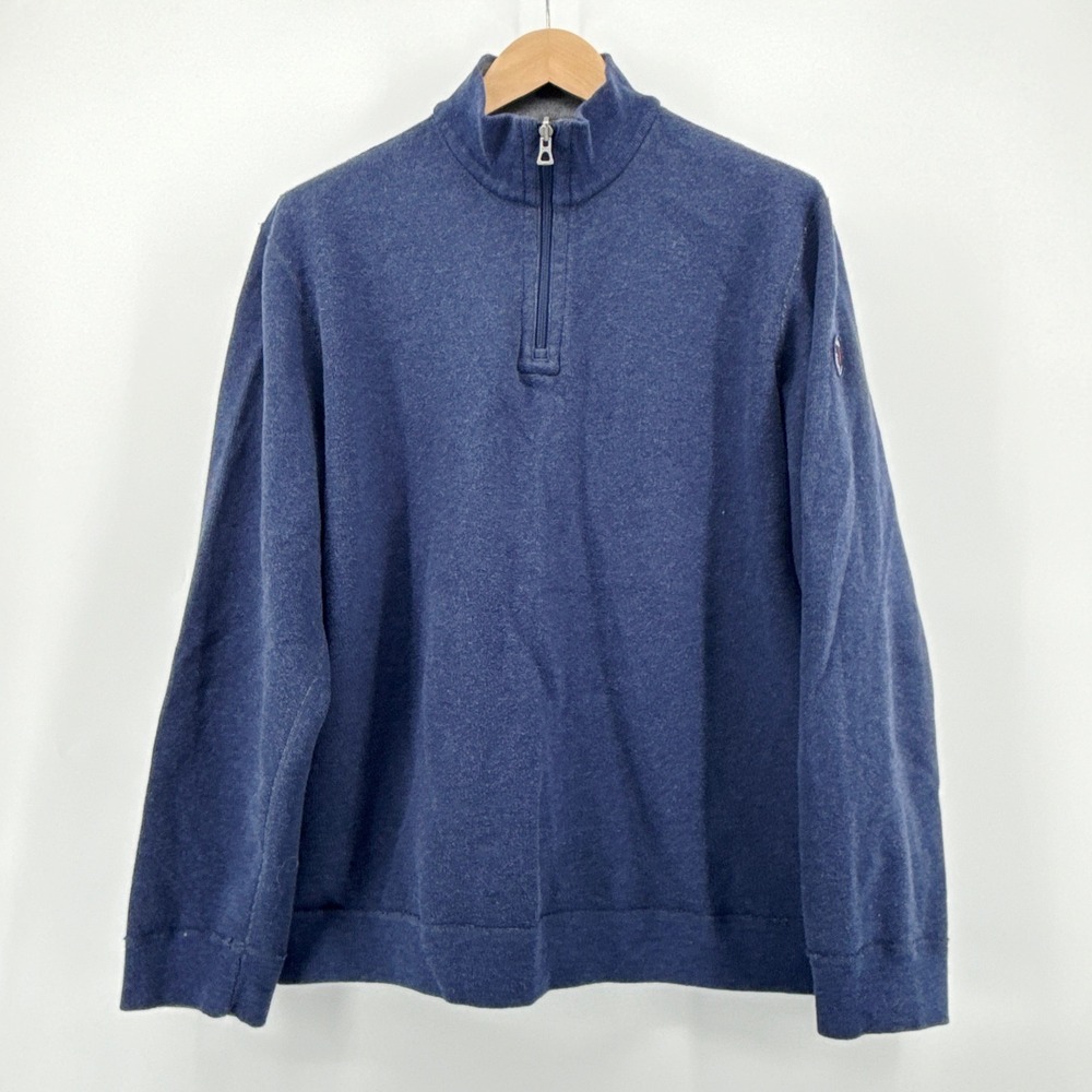 Polo‎ Ralph Lauren Reversible Fleece Quarter Zip Pullover Sweater Blue Gray XXL